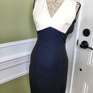 Banana Republic Sloan Dress ivory, royal and black color block sz 2